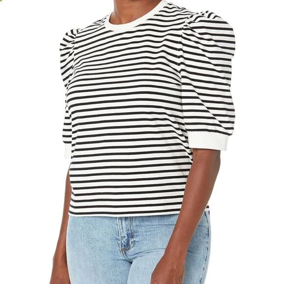 The Drop Women's Mariko Puff-Sleeve Crew-Neck Stretch Jersey T-Shirt, NIP - Picture 1 of 4